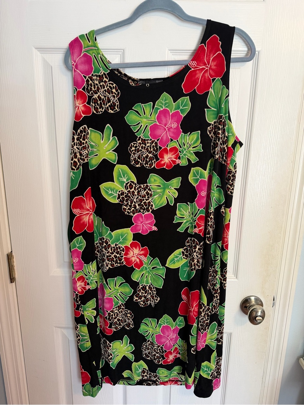 Slinky Brand Vintage Black Cheetah Tropical Floral Dress